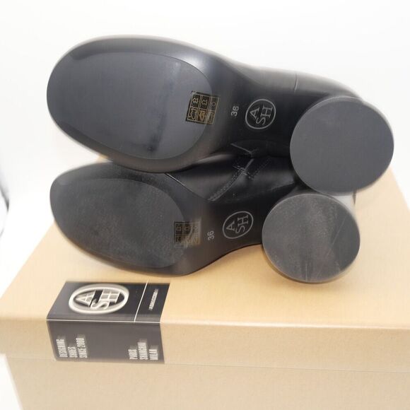 NEW Ash Clone Women's 6 Size 36 Round Heel Zip Up Ankle Boots Black Leather - Picture 10 of 11